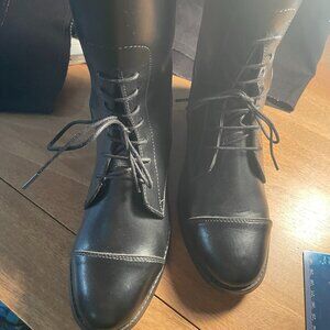 JT Tall Riding Boots - Zip Back - Tie Front - Size 7 Regular